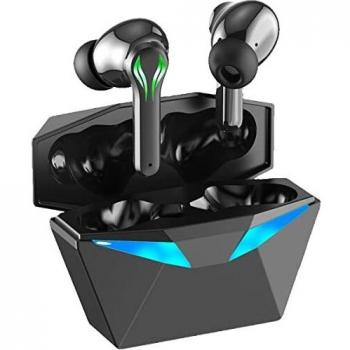 NK Auriculares Gaming Inalámbricos - Cascos Gaming con luz LED, Micrófono Incorporado, Bluetooth 5.2, Botón Multifunción Táctil, TWS, Carga Rápida, 60ms de Baja Latencia para Videojuegos - 01