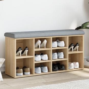 Banco zapatero multicapa de madera de ingeniería roble Sonoma 102x32x50 cm Marrón