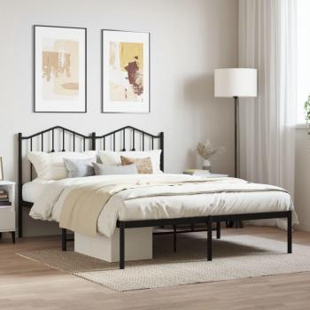 Cama con cabecero de metal negro 140x190 cm