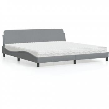 Cama con colchón de Tela Gris Claro 200x200 cm Vidaxl