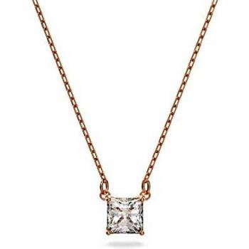 Swarovski Attract Necklace, Square, White, Rose Gold-Tone Plated