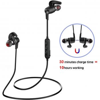 Origem  HS-1 - Auriculares Bluetooth inalambricos 30 minutos carga 10 horas uso magnético V4.1 IP67 cascos deportivos estéreo APTX cancelación de ruido con micrófono manos libres deporte running para IOS iPhone iPad Samsung Android Negro)