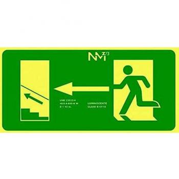 NORMALUZ 9020 SEÑAL EVACUACIÓN Escalera Arriba Izquierda PVC 0,7mm Clase B 32x16cm B11151, Multicolor