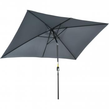 Sombrilla de Aluminio 200x300x240 cm Parasol Rectangular Inclinable con Manivela y Poste Desmontable