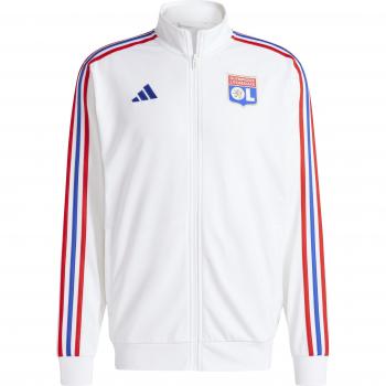 Adidas Chaqueta de Chándal OL DNA 2024/25, chaqueta de chándal, diseño oficial del Olympique Lyon, tejido ligero y transpirable, cierre con cremallera completa, bolsillos laterales con cremall