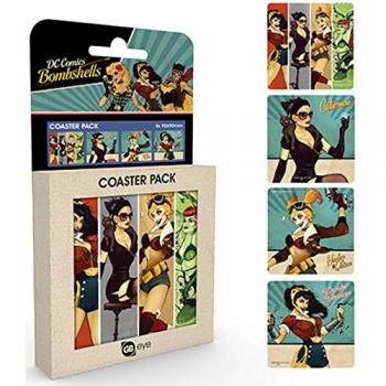 Portavasos DC Comics Bombshells - Set de 4 Unidades, Merchandising Oficial
