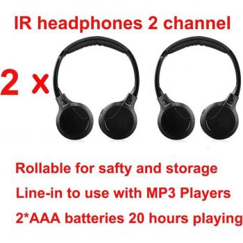 Auriculares Estéreo Infrarrojos Inalámbricos para Coche con Reproductor de DVD y Dos Canales