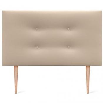Cabecero Tapizado de Polipiel Aqualine Pro con 2 Hileras de Botones y Patas (95x105cm) - Cama Lujo Beige