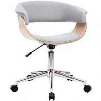 Sillón de escritorio moderno tejido gris y madera clara OKTAV
