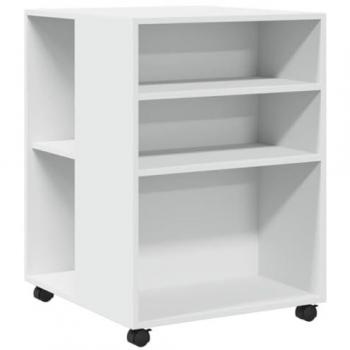 Mesa Auxiliar con Ruedas Madera Ingeniería Blanco 55x60x78 cm