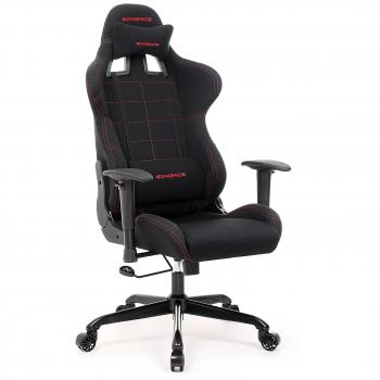 Songmics Racing Silla de escritorio Silla giratoria de oficina con soporte lumbar Negro RCG001