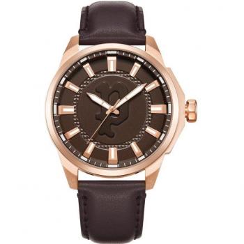 Police Kaweka Men's Brown Leather Quartz Analog Watch (46mm)