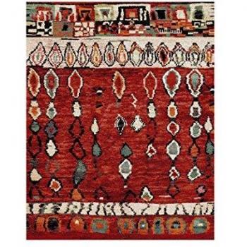Alfombra de comedor 200x290 tejida rectángulo roja patrón bereber