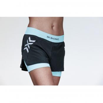 Pantalones Cortos X-Bionic Twyce Race 2 en 1 Negro/Azul Celeste Mujer