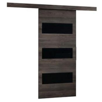 Puerta Corredera Mereno II 80 con Inserciones de Vidrio Lacobel, Universal Izquierda/Derecha, 86/96/106 cm