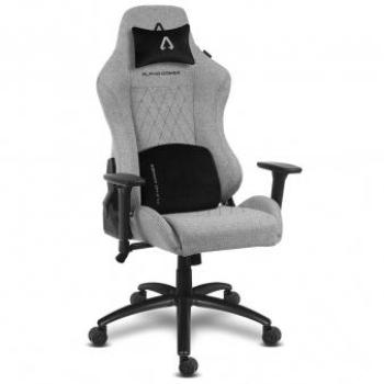 Silla Gaming Alpha Gamer Gaia V2 Ergonómica en Tela Gris Claro con Reposabrazos Ajustables y Cojín Cervical Removible
