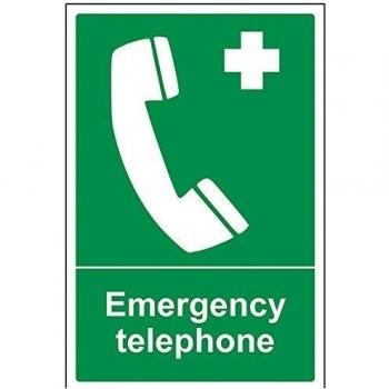vsafety 23008 au-steléfono de emergencia condiciones de seguridad general señal, autoadhesivos, vertical, 200 mm x 300 mm, verde