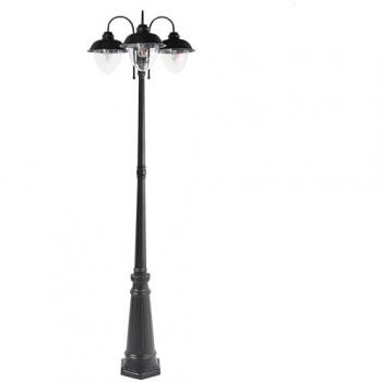 Farola de jardín moderna 3 luces lámpara de camino exterior aluminio negro material sintético Banka