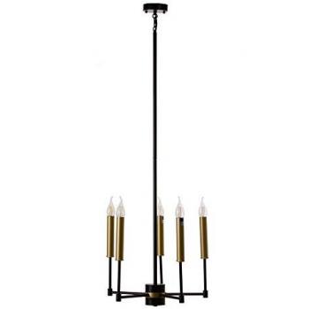 Lámpara de Techo 40,5 x 43 x 33 cm Negro Dorado Metal, con diseño de 5 brazos en forma de vela, fabricada en metal
