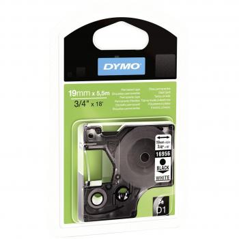 Cinta Permanente Dymo D1 para Impresoras LabelManager, Rollo de 19 mm x 5.5 m, Impresión Negra sobre Blanca, Autoadhesiva
