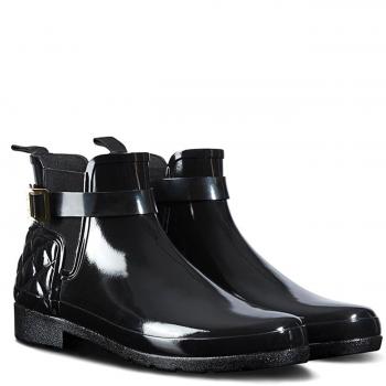 Glossy Black Rubber Chelsea Boots for Women