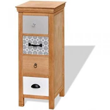vidaXL Madera Maciza Cajonera Mesita de Noche 35x35x90 cm Marrón Mueble Mesa