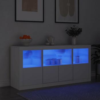 Armario aparador con luces LED blancas 142,5x37x67 cm Vidaxl