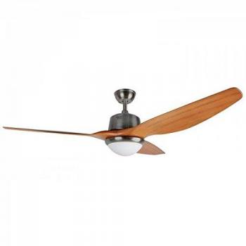Orbegozo CP 96160 - Ventilador de techo, luz LED, mando a distancia, 3 velocidades, aspas de madera natural, temporizador, 85 W