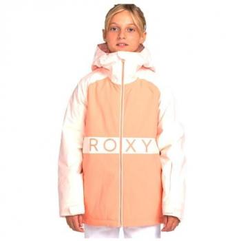 Chaqueta con capucha Roxy Snowmist naranja claro blanco infantil - 16 años, Roxy Chaqueta Mist, Roxy Mist Jacket 16 Years
