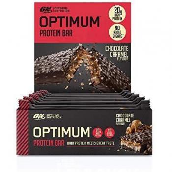 Optimum Nutrition ON Protein Bar Barritas Proteínas con Whey Protein Isolate, Dulces Altas en Proteína y Low Carb, Chocolate y Caramelo, 10 Barras