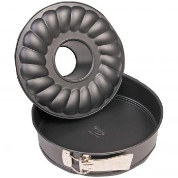 DR OETKER Molde tartas/Molde desmontable/Molde redondo/Molde antiadherente/Molde para rosco/Molde desmontable doble base/Molde 26cm, color negro, 1ud.