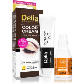 Tinte para Cejas Delia Cosmetics Crema Colorante con Aceite de Argán Efecto Pulón que Dura hasta 14 Días Sin Amoniaco Set Colorante para Cejas 15 ml Tono