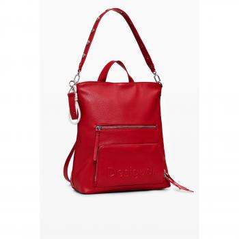 Desigual BACK HALF LOGO FW24 PRETORIA NO CONT Women's Backpack in Red, Backpacks, female, Red, Size: ONE SIZE, Plain Handbag Rucksack, Zip Fastening