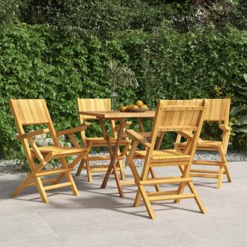 vidaXL Folding Garden Chairs - Set of 4, Dimensions: 55x61x90 cm, Material: Solid Teak Wood