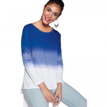 Camiseta Manga Larga Tie & Dye con Aberturas Mujer by Vencastyle - 024255,AZULÓN,L