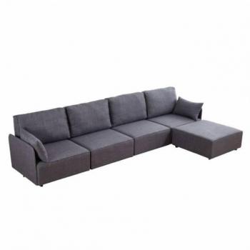 Sofá Modular Riposo A+A+B+B+C Estilo Contemporáneo Color Gris 366 CM