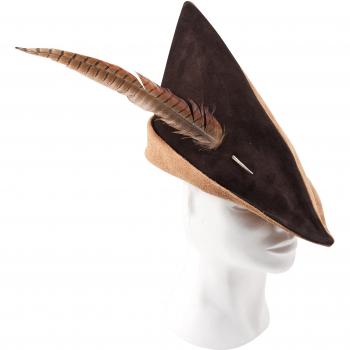 Fantashion K 73 – Puntiaguda Sombrero de Piel, Robin Hood – Gorro, Color marrón Claro/Color marrón Oscuro