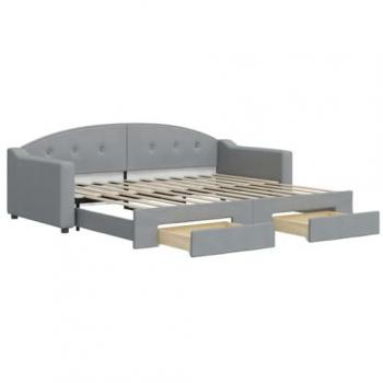 Sofá cama nido con cajones tela gris claro 90x200 cm