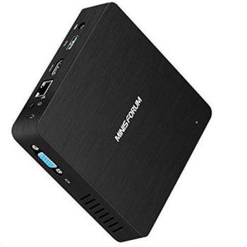 Mini PC Fanless Intel Atom Quad Core CPU 4GB DDR/64GB eMMC Mini Desktop Computer Windows 10 Pro HDMI and VGA Port 2.4/5.8G WiFi BT4.1 USB3.0 Wake on LAN PXE Boot Auto Power On Mounting Bracket