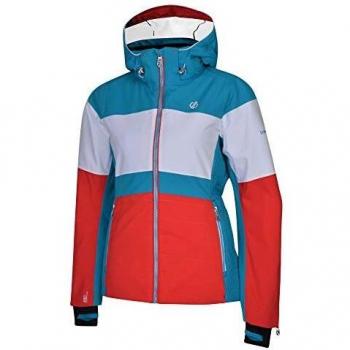 Dare2b Avowal Waterproof & Breathable High Loft Insulated Technical Ski & Snowboard Jacket with Detachable Snowskirt and Wire Peaked Hood Jackets Waterproof, Mujer, Lollipop/White, 10