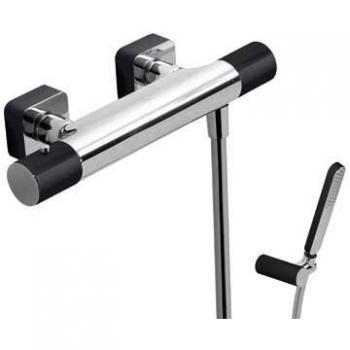 Tres Griferia - Ducha Termostática Ducha De Mano Anticalcárea Con Soporte Orientable Y Flexo Satin