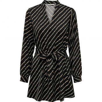 Long Sleeve V-Neck Dress with Belt and Iridescent Stripes for Women Only Onlthalia Bf Ptm