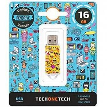 TECH ONE TECH Emojitech Emojis Pendrive 16 GB, Memoria USB