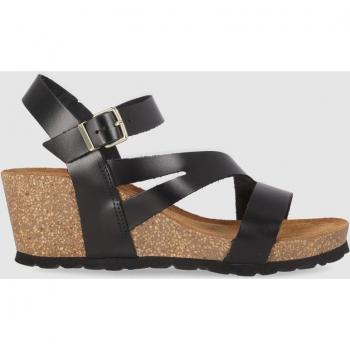 Sandalias de Piel Kadiz 01 negro - Altura cuña 5cm