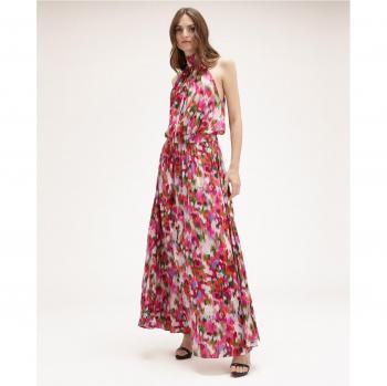 Motivi Vestido Largo Estampado Flor China Halter