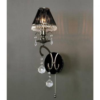 Aplique Pescara 1 bombilla E14 cromo negro con cristal