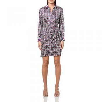 Guess Eco-Friendly Long Sleeve Mini Dress with All-Over Print, Multicolor, Size S