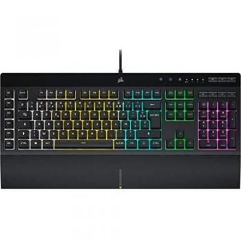 Teclado para juegos Corsair K55 RGB PRO, iluminación RGB, teclas de domo de goma, disposición AZERTY Francés, color negro