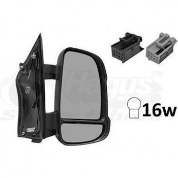 Espejo retrovisor VAN WEZEL 0983828 con diseño específico para vehículos, ajuste manual, cristal convexo, carcasa en color negro, incluye soporte de montaje y cumple con las normativas de seguridad