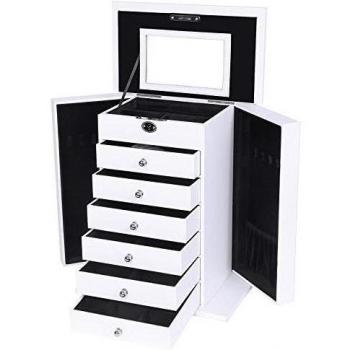 Songmics XXL Caja joyero Organizador para bisuterías joyería Con cajones Color blanco JBC06W